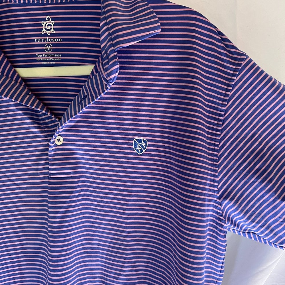 Purple and Blue Stripe Turtleson Medium Golf shirt